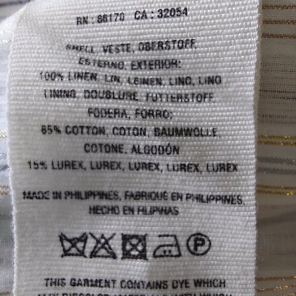 Anthropologie Cartonnier 100% linen Navy White Beachy Pin Stripe blazer, Sz 6 - Picture 10 of 10